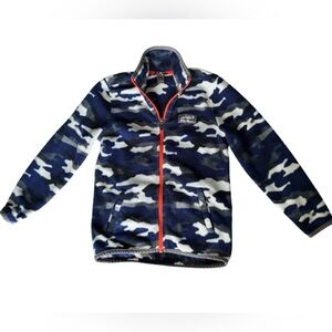 Eddie Bauer Boys Full Zip Fleece Jacket XS 5/6 Blue Gray Camo
